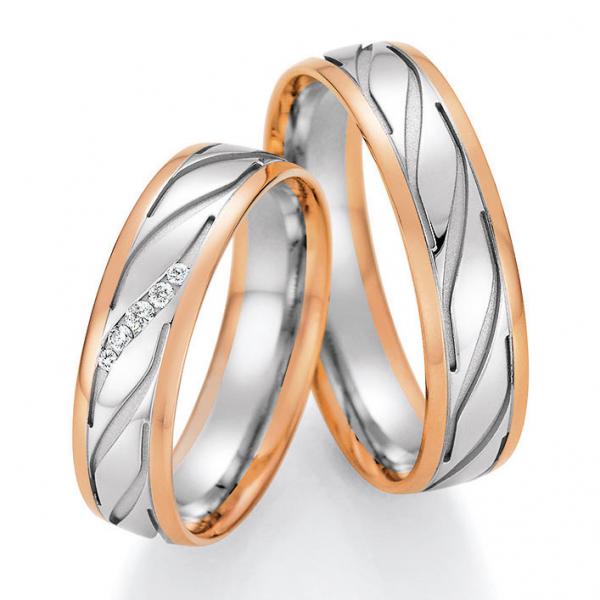 Nowotny-Collection Ruesch Trauringe Weiss-Rotgold 66/46110-055 + 66/46120-055